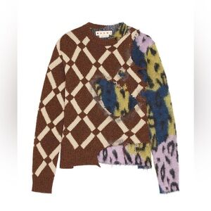 Brand New Marni Brown and Multicolor Patterned Women Sweater. sz 48